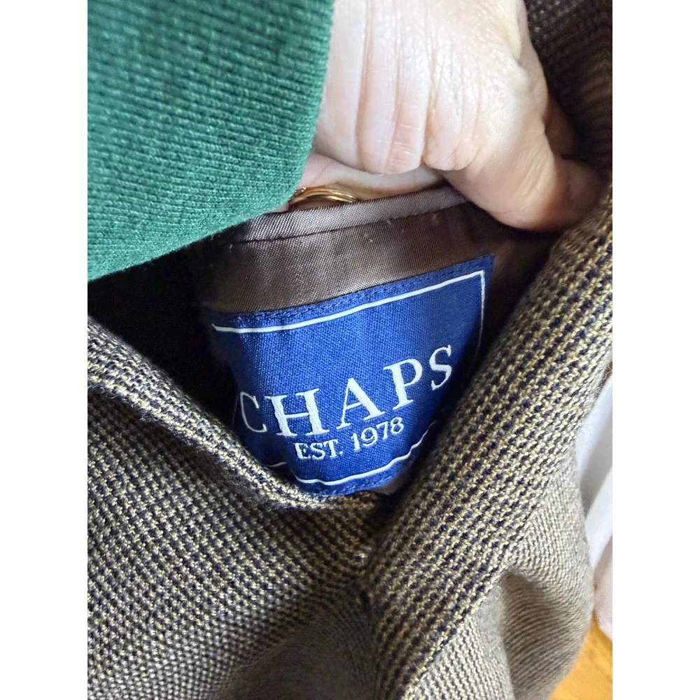 Chaps Plaid Lambswool Blazer Mens 46R Sports Jacket 2 Button‎ Career Academia